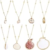 PH PandaHall 8 Styles Natural Seashell Scallop Conch Pendant Necklace Golden Seashell Adjustable Sea Shell Necklace Ocean-Inspired Handcrafted Necklaces for Women Ocean Jewelry Gifts
