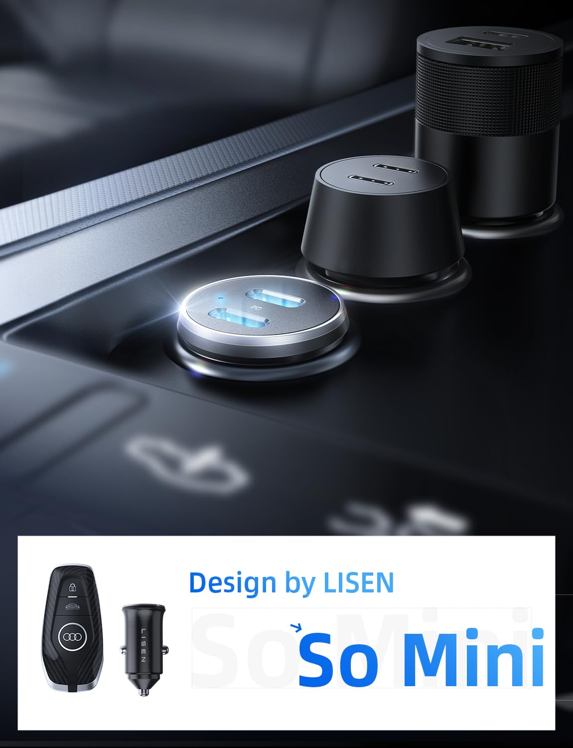 LISEN 90W for iPhone 17 Pro Car Charger USB C Fast Charge,Dual Fast Charging Port PD 45W USB C Car Charger Type C Adapter with 2 Cables [Lighning&USB-C] for iPhone 17 Pro Max/16/15/14,Galaxy S25/S24
