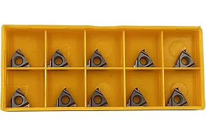 GBJ 10pcs 11ER AG60 1/4" Threaded Carbide Inserts For machining Iron and Steel parts Suitable for SER/SEL Threading Holders (11ER AG60 Bronze)
