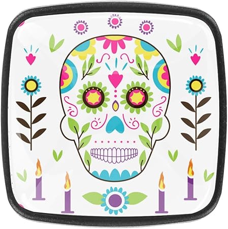 Perillas y manijas del gabinete Calavera colorida Perillas de gabinetes
