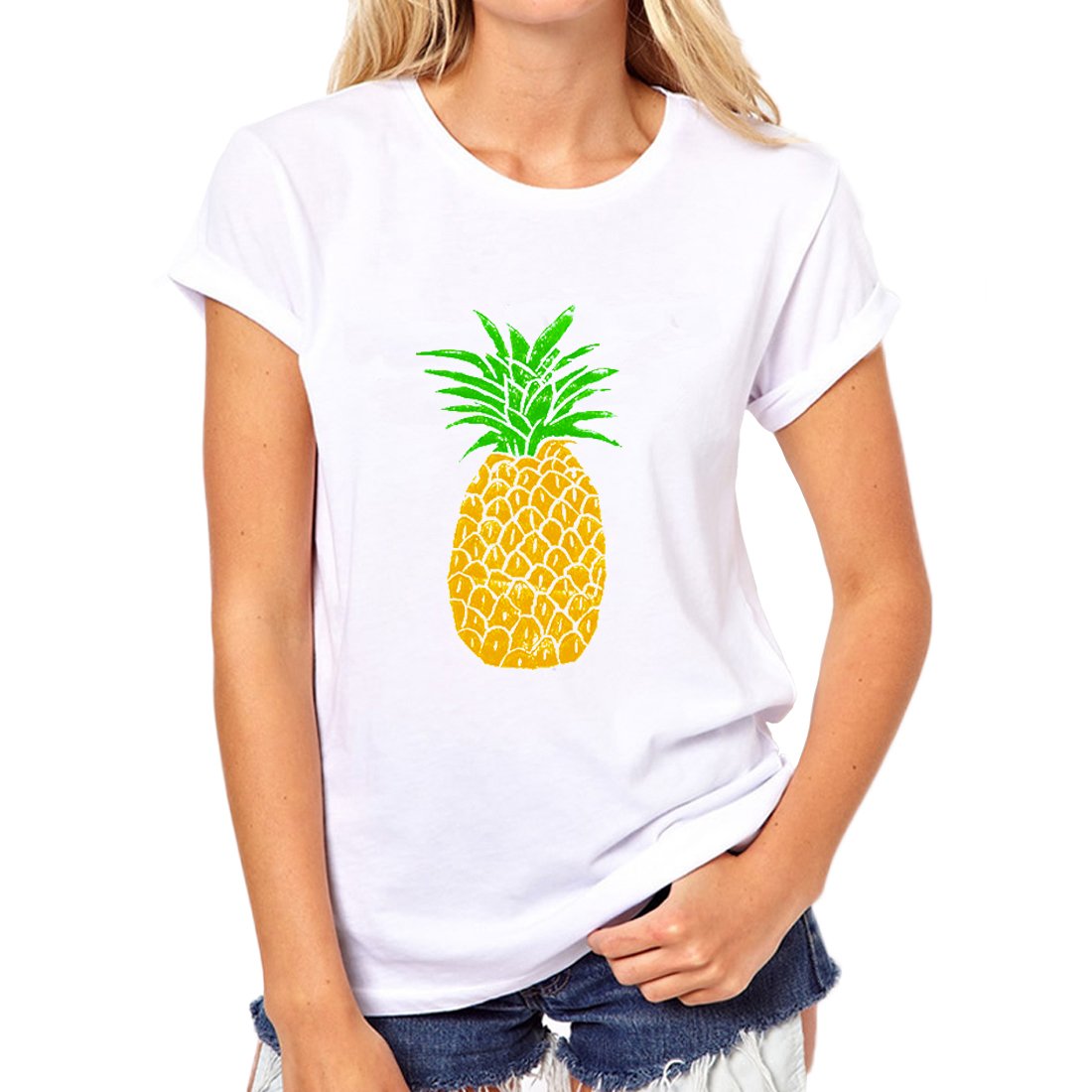 Weigou Summer T Shirts Cute Pineapple Print Short Sleeve T Shirt Tops ...