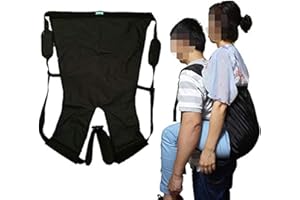 DOPHO Double Layer Patient Lift Sling Carrier One-Person Transferring Belt for Carrying Up and Down Stairs to Bed,Wheelchair,Chair,Car,Vehicle for Elderly,Handicapped,Disabled,Bedridden (Black, Small)