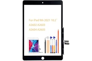 A-MIND for iPad 9 10.2" 2021 Screen Replacement, for iPad 9th Generation A2602 A2603 A2604 A2605 Touch Screen Digitizer Glass Panel Lens Repair Kits(Not LCD) (Black,No Home Button)