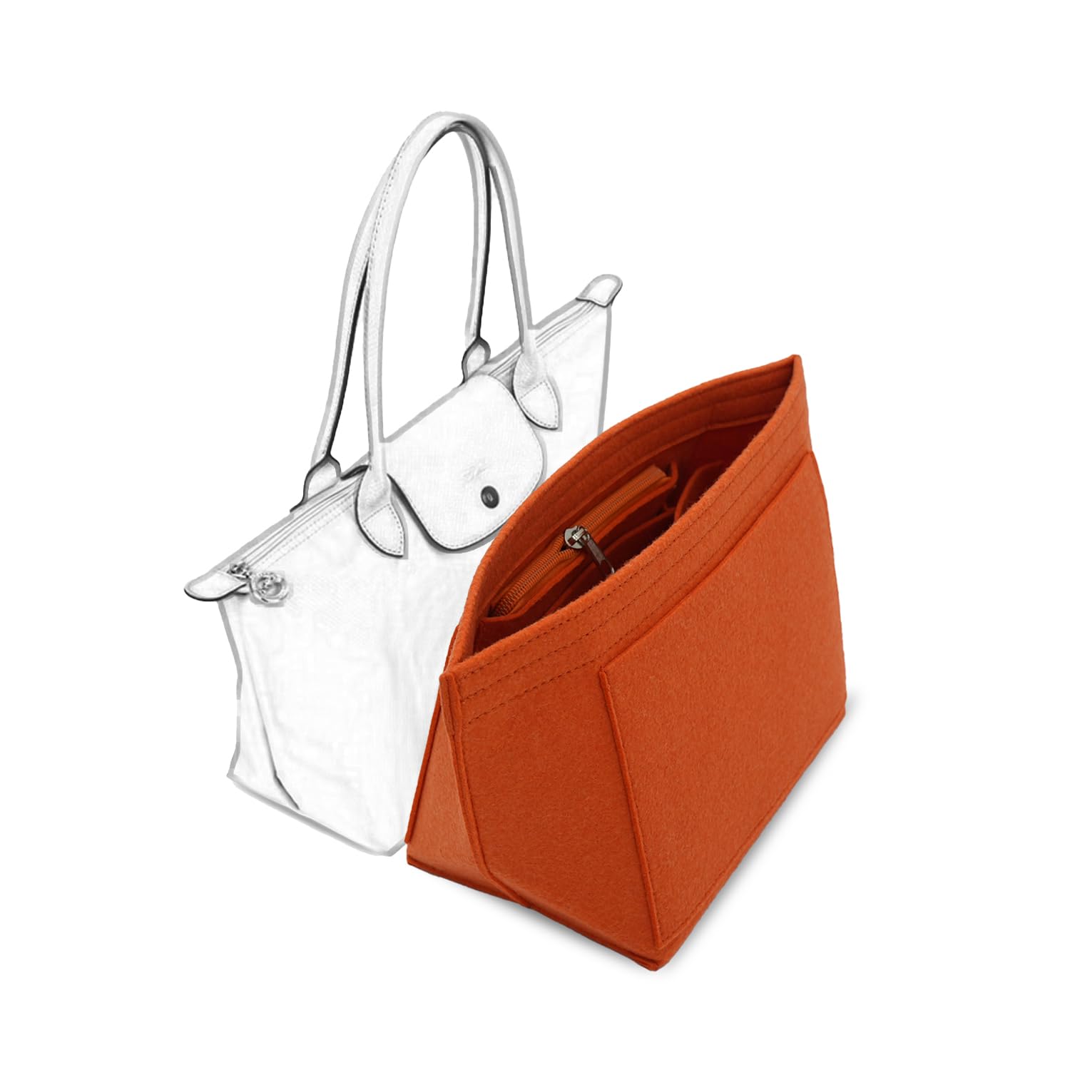 Photo 1 of D.DUO Bag Insert Organizer, purse accessories, Suitable For Longchamp long handle tote organizer (Orange, M?long handle?)