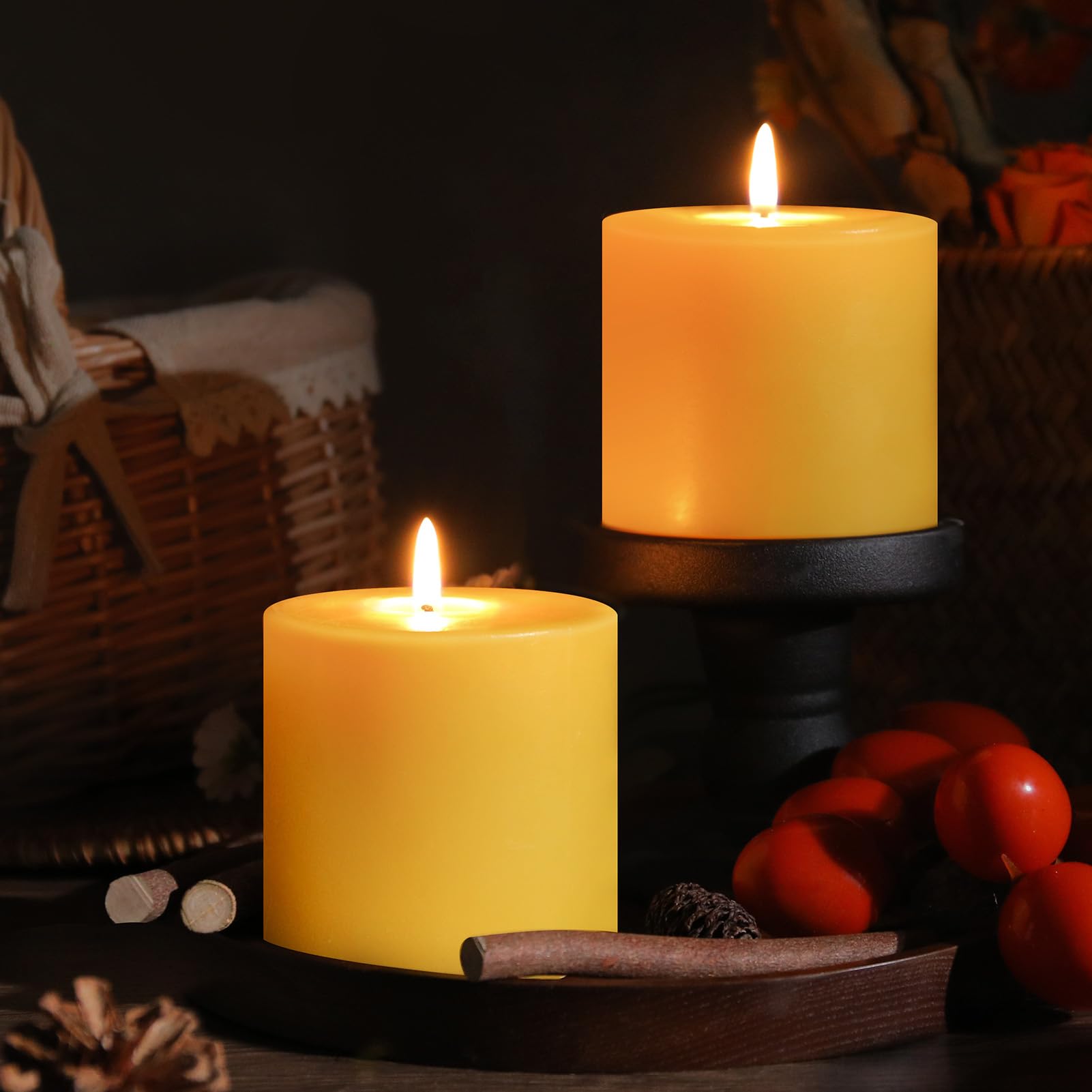 Photo 1 of *MINOR DAMAGE - USED*
2 Pack Natural Beeswax Pillar Candles,100 Hours Burning Bees Wax Candles for Home, 100% Pure Beeswax Candle for Emergency, Prayer, Smokeless, Non-toxic-3X3 in