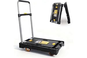 LEADALLWAY Heavy Duty Folding Platform Hand Truck with 3 Height Adjustments,Plug & Play Casters, Non-Slip Surface Multi-Functional Dolly for Furniture Moving and Storage, 300 lbs Capacity