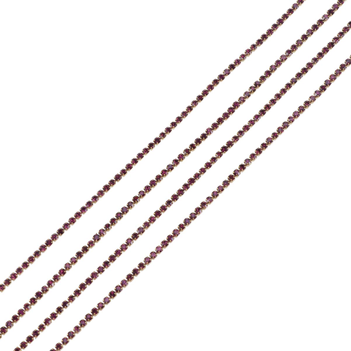 Healifty 10m Crystal Rhinestone Close Chain Clear Trimming Claw Chain Trim Sewing Craft for Cloth Jewelry DIY 2mm (Dark Purple)