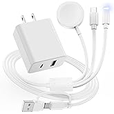 3 in 2 Multi Charging Cable for Watch Charger USB C Cable Watch Charger USB C/A Fast Compatible with Ultra/Series 10/9/8/7/6/SE2/5/4/3/2 & Galaxy S23-4FT