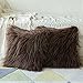 MIULEE Pack of 2 Decorative Throw Pillow Covers Faux Fur Fluffy New Luxury Series Style Square Cases for Couch Cushion Sofa Bedroom 18 x 18 Chotolate