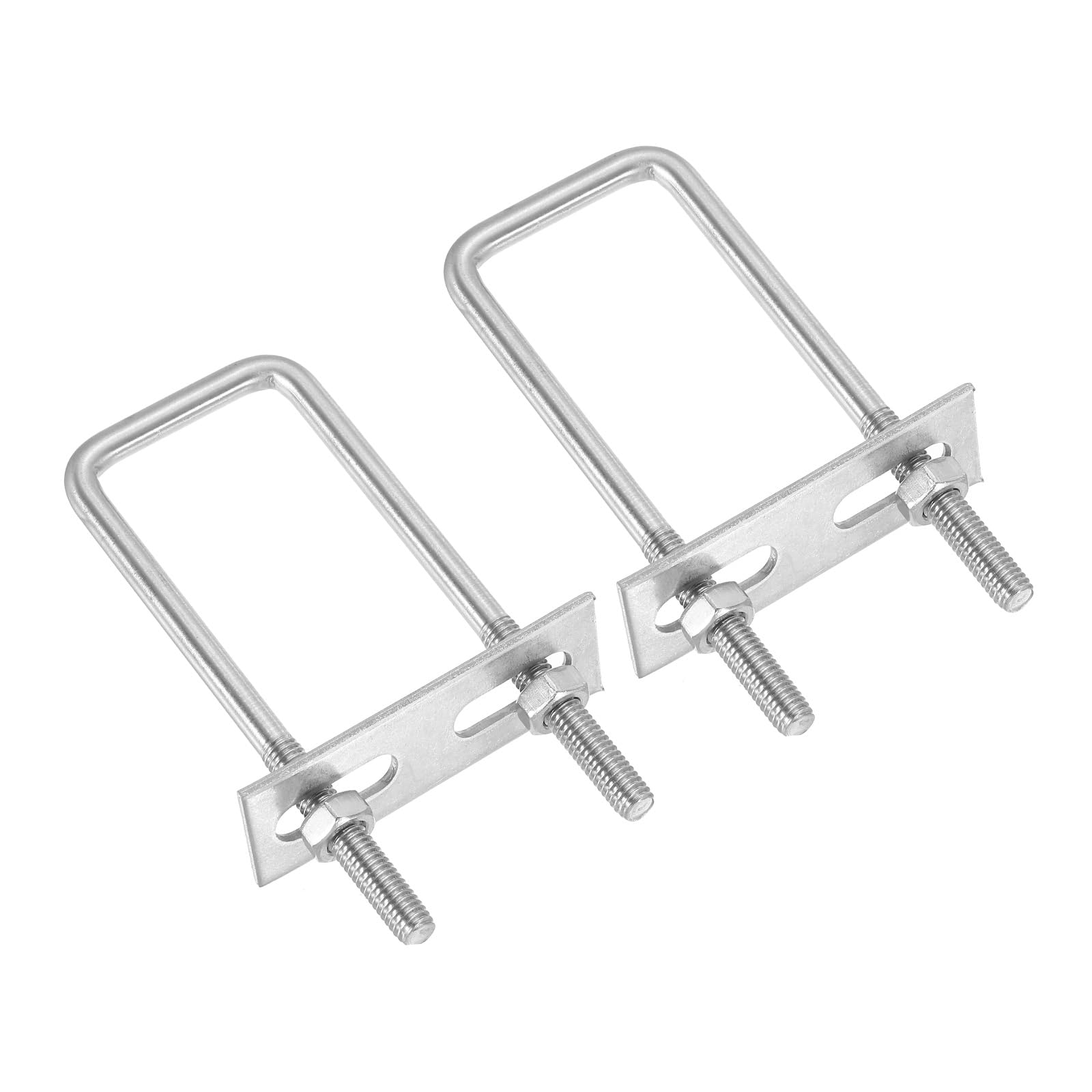 PATIKIL M6x30x95mm Square U-Bolts Kit, 2Set 304 Stainless Steel Square U Shaped Bolts Replacement Parts with Frame Plates and Nuts for Ski Board Sailboat Trailer