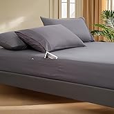 Popfavor Deep Pocket Queen Fitted Sheet with Straps - Fits Mattresses Up to 21" Thick - 3 Piece Bed Sheets - Moisture Wicking, Cooling & Soft Fitted Sheet & Pillow Cases (Grey)