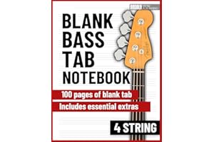 Bass Guitar blank Tab notebook – 4 string blank tablature pages with extra reference pages 8.5"x11": For beginners and profes