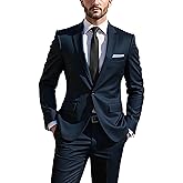 i · FineLong Slim Fit Suit 2 Piece Set - Modern Wedding Business Suit Blazer and Pants for Formal Event