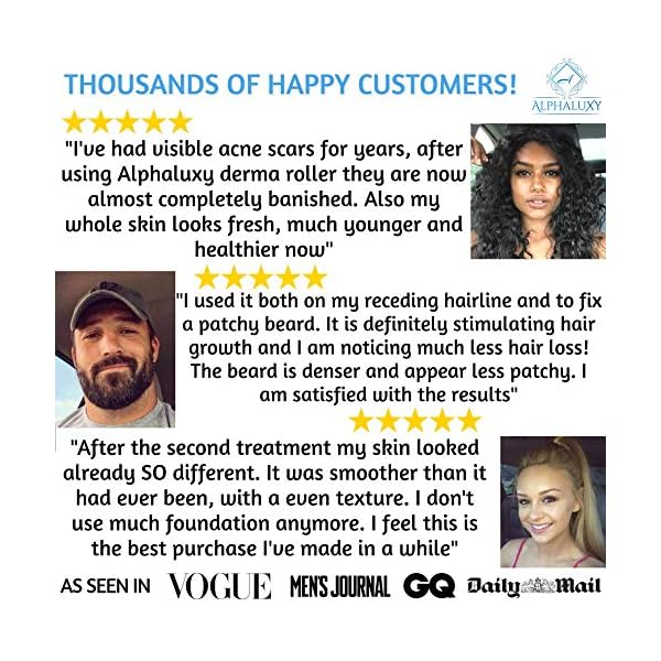 ALPHALUXY-Best-05mm-Derma-Roller-for-Hair-Beard-Growth-and-Acne-Scar-Treatment-Professional-Titanium-540-Needles-Microneedle-Dermaroller-Extensive-Instructions-Free-Ebook-Full-Warranty ALPHALUXY Best 0.5mm Derma Roller for Hair & Beard Growth and Acne Scar Treatment | Professional Titanium 540 Needles…