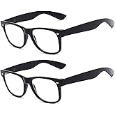 VeryHobby 2 Pairs Vintage Retro Inspired Clear Lens Reading Glasses Full Lens Reader for Men and Women