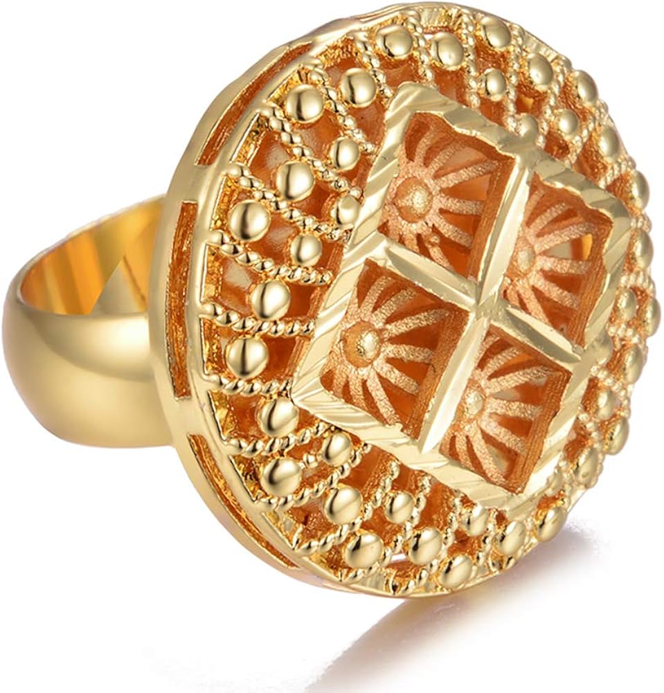 24k Dubai Arab Ancient Gold Farbe Ring für Frauen Mädchen Nahost