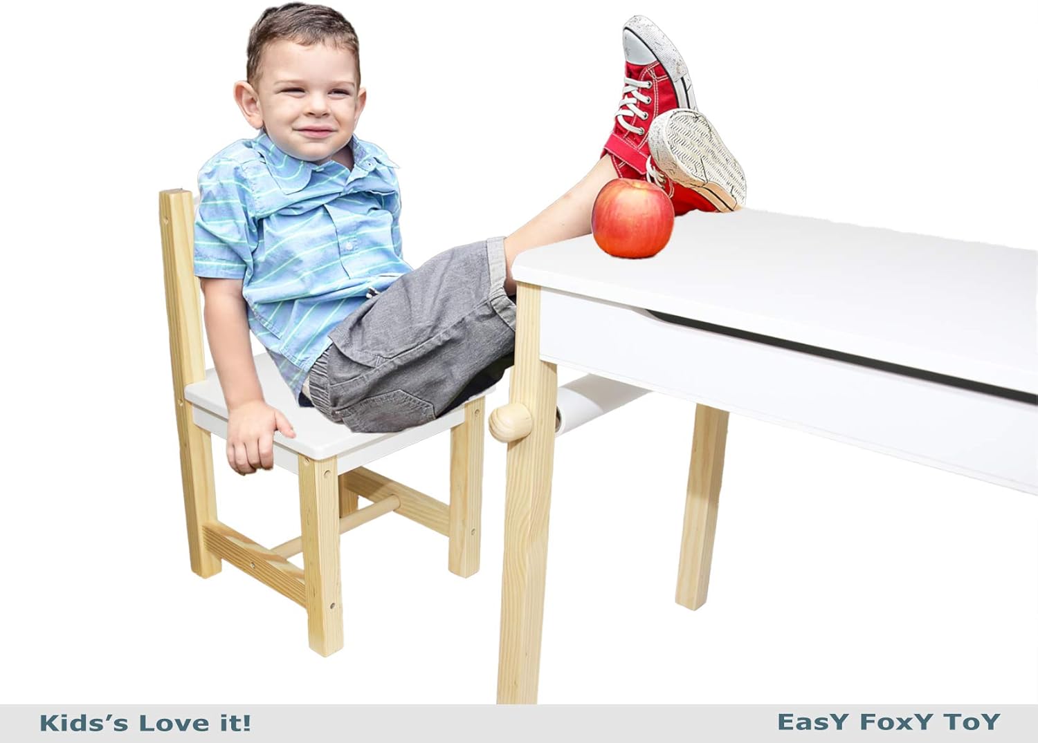 Kids Furniture Decor Storage Easy Foxy Toy Wooden Kids Table And Chairs Set Toddler Desk With Storage Alpine White Children Picnic Play Furniture Lego Table With Storage Organizer For Boy Girl Age 3 To 6 Toys Games