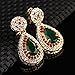 MOOCHI Women Gold Plated Jewelry Set Red & Green Cubic Zircon Pendant Necklace Earrings Bracelet Ring