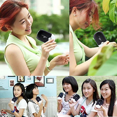 ESUMIC Portable Mini Air Conditioner Travel Handheld USB Rechargeable Cooling Fan for Summer (Black) - Thumbnail 2