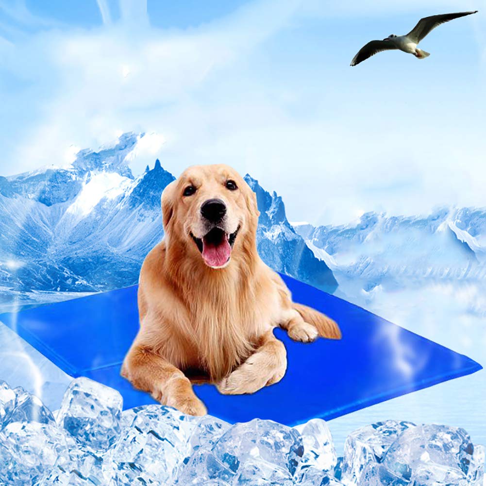 Jorisa Pet Cooling Mat,Dog Cat Summer Ice Silk Pad Non-toxic Gel Self Cooling Cushion Blanket Sleeping Bed Mat,Durable Heat Relief Cooling Mattress for Pet Dog Cat Puppy(S:30x40cm,Blue)