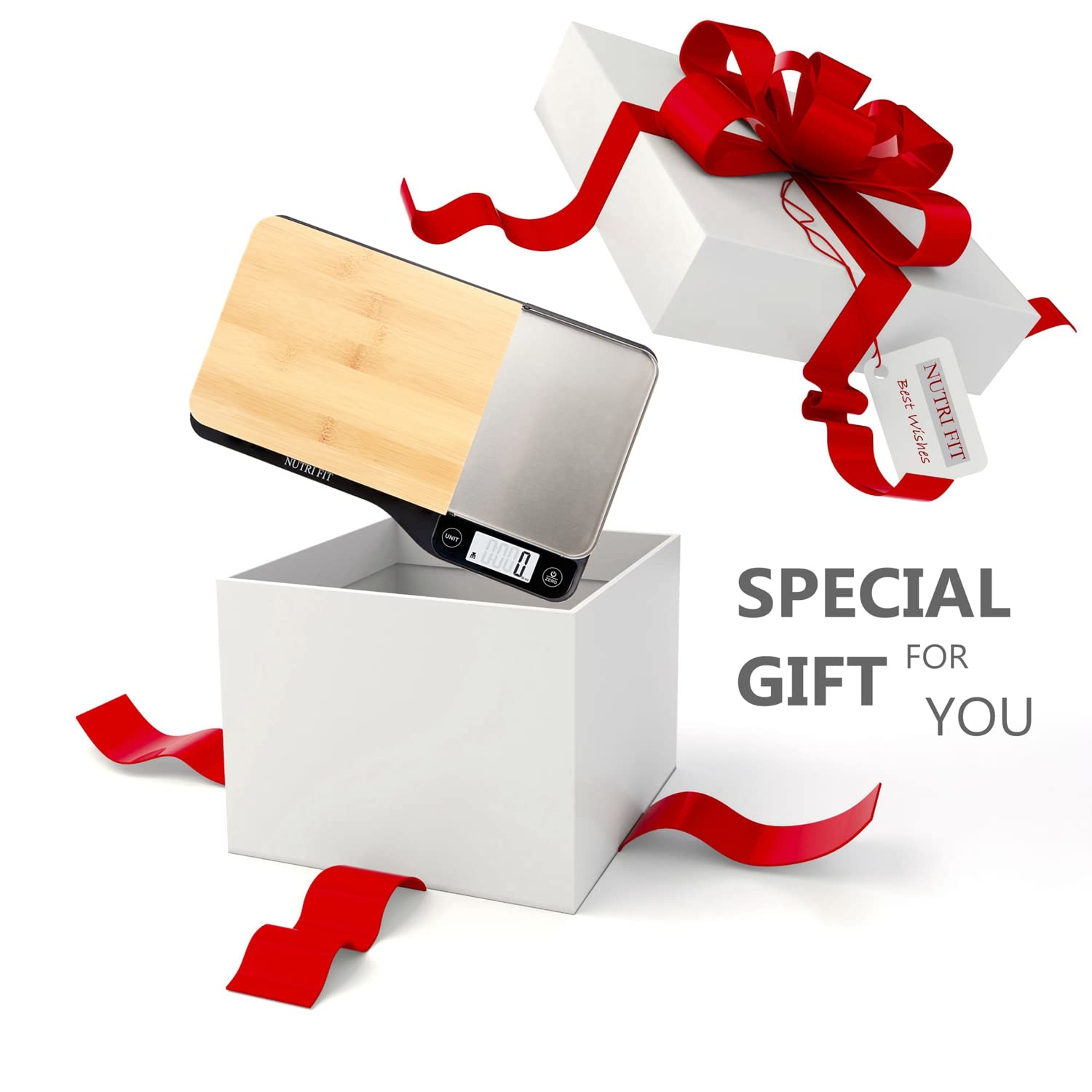 NUTRI FIT Food Scale - 3 in 1 Digital Kitchen Scale, Weight Grams and Ounces with Removable Cutting Board & Tray, LCD Display, 11lb 5kg, Easy for Cooking Baking & Meal Prep, Batteries Included