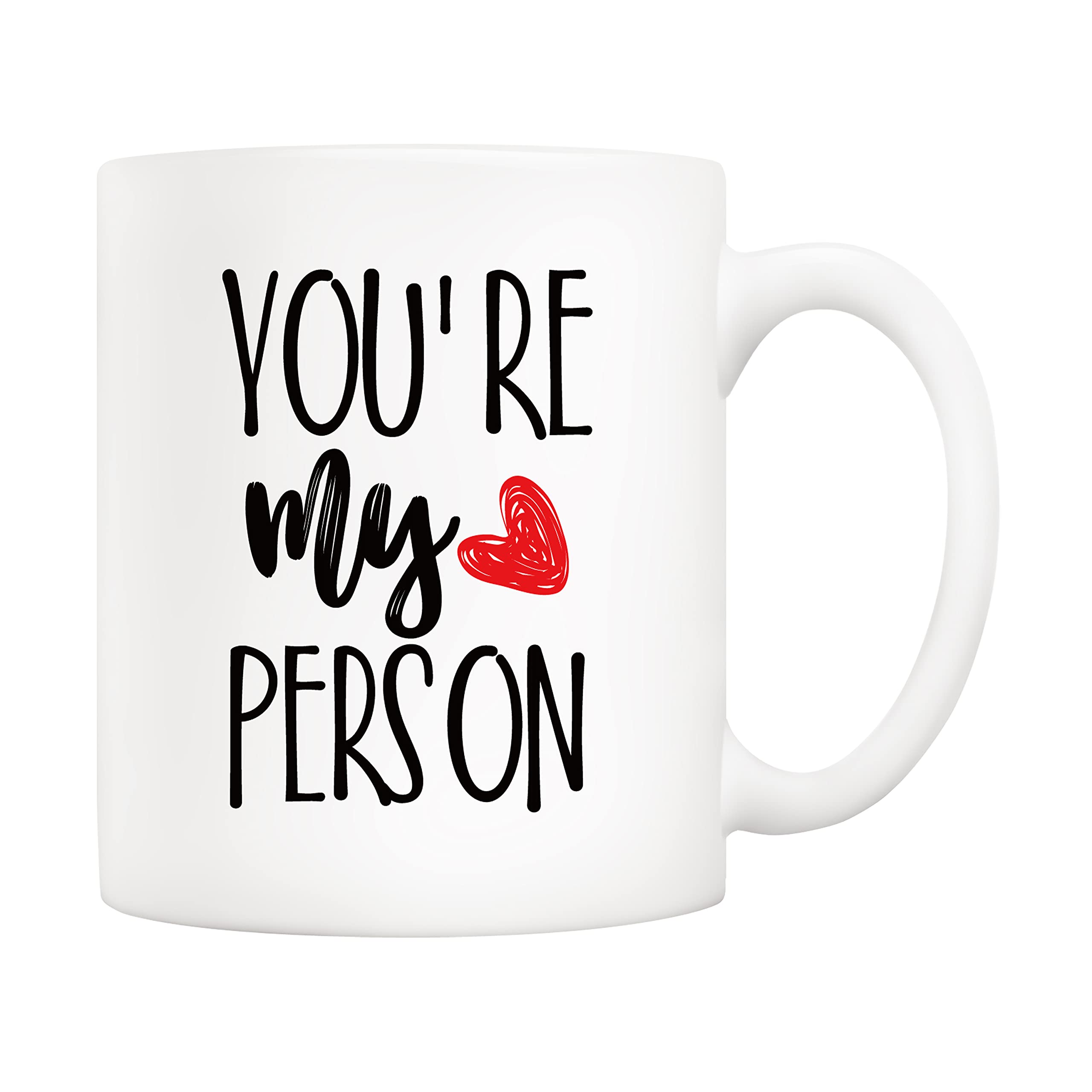 5Aup You're My Person Coffee Mug Christmas Gifts, Best Valentine's Day Cup for Boyfriend, Girlfriend, Her, Him - 11 Oz Funny Inspirational Red Heart Novelty Gift for Friend Wife Husband Women Men