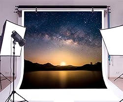 AOFOTO 8x8ft Glowing Sunset Starry Sky Backdrop for