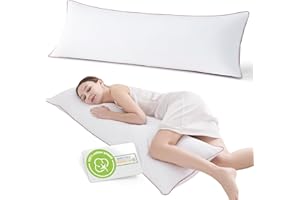 MIOTO Body Pillow for Adults 100% Cotton Cover Long Pillow for Bed Fluffy Soft Full Body Pillows for Sleeping, Wine 20"x54"