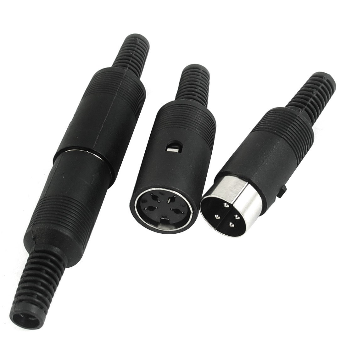 sourcing map 2 Pairs DIN 4Pin Male/Female Audio Video Cable Adapter Connector 6.5mm