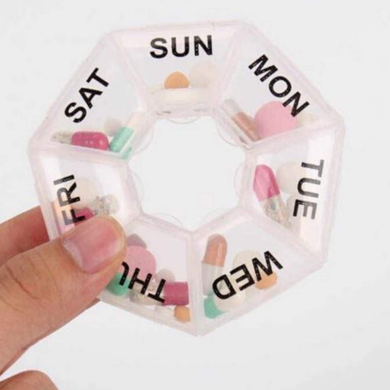 Pill Organiser 7 Day Easy Use Seven Day Pill Donut Pop Up by Noondl Doctor