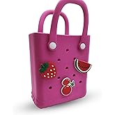 Small Rubber Beach Bag Waterproof Mini Eva Tote Pool Bag With Holes and Crossbody Strap For Women