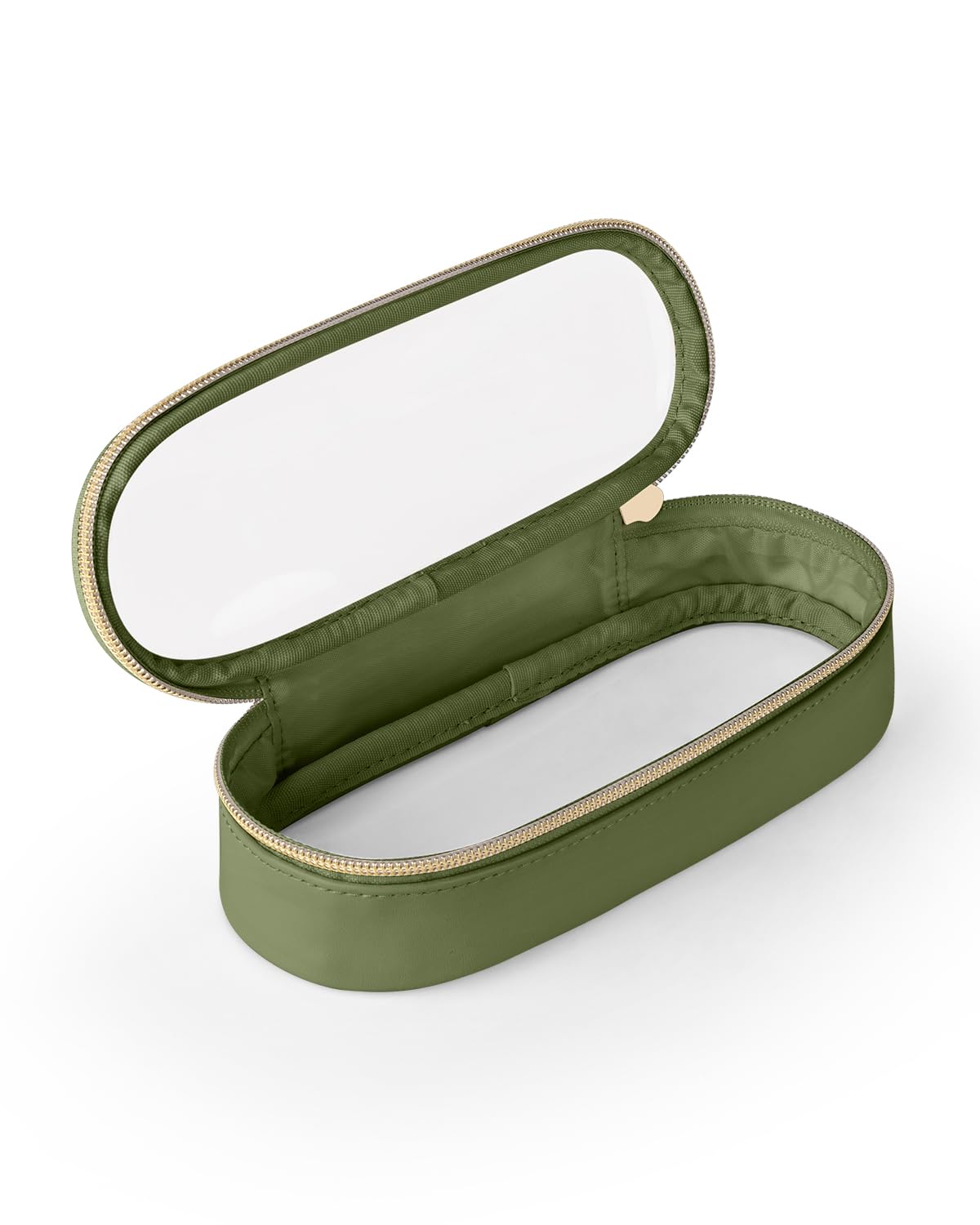 Photo 1 of Soimeat Clear Travel Makeup Brush Holder, Leather Makeup Brush Toiletry Bag, Portable Cosmetic Brush Case, Transparent Waterproof Makeup Brush Storage Bag, Green
