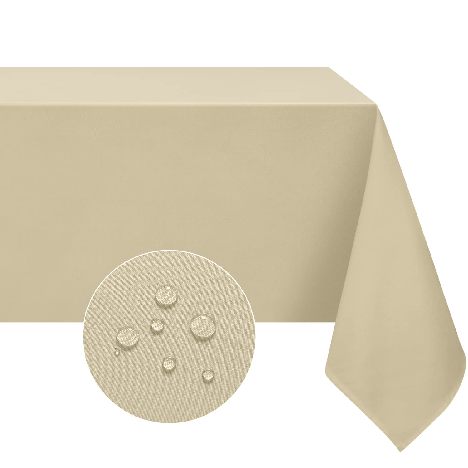 Photo 1 of Softalker Rectangle Tablecloth, Waterproof & Stain Resistant Table Cloths Wrinkle Free Fabric Washable 210GSM Polyester Table Cover for Dining/Party/Outdoor - 90 x 156 inch,Khaki