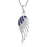 STARCHENIE 925 Sterling Silver Angel Wing Pendant Necklace for Women Cubic Zirconia 18" Chain