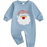 Bagilaanoe Infant Baby Boy Christmas Outfit One Piece Clothes Santa Claus Embroidery Long Sleeve Romper Jumpsuit