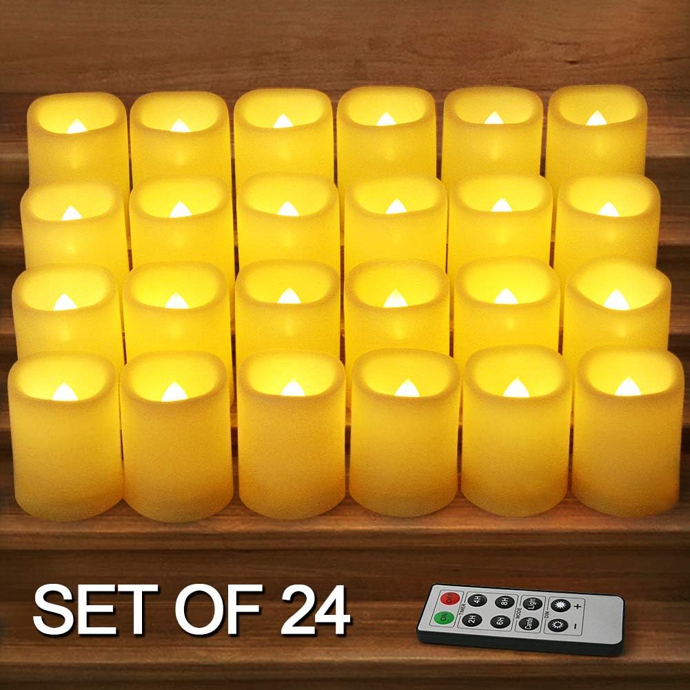 HOME MOST Set of 24 LED Votive Candles with Timer and