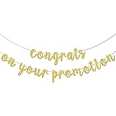 Congrats on Your Promotion Banner, Look at You Getting Promoted Party Decorations, So Proud of You, Job Promotion Decor, Congratulations Decoration Supplies Gold Glitter