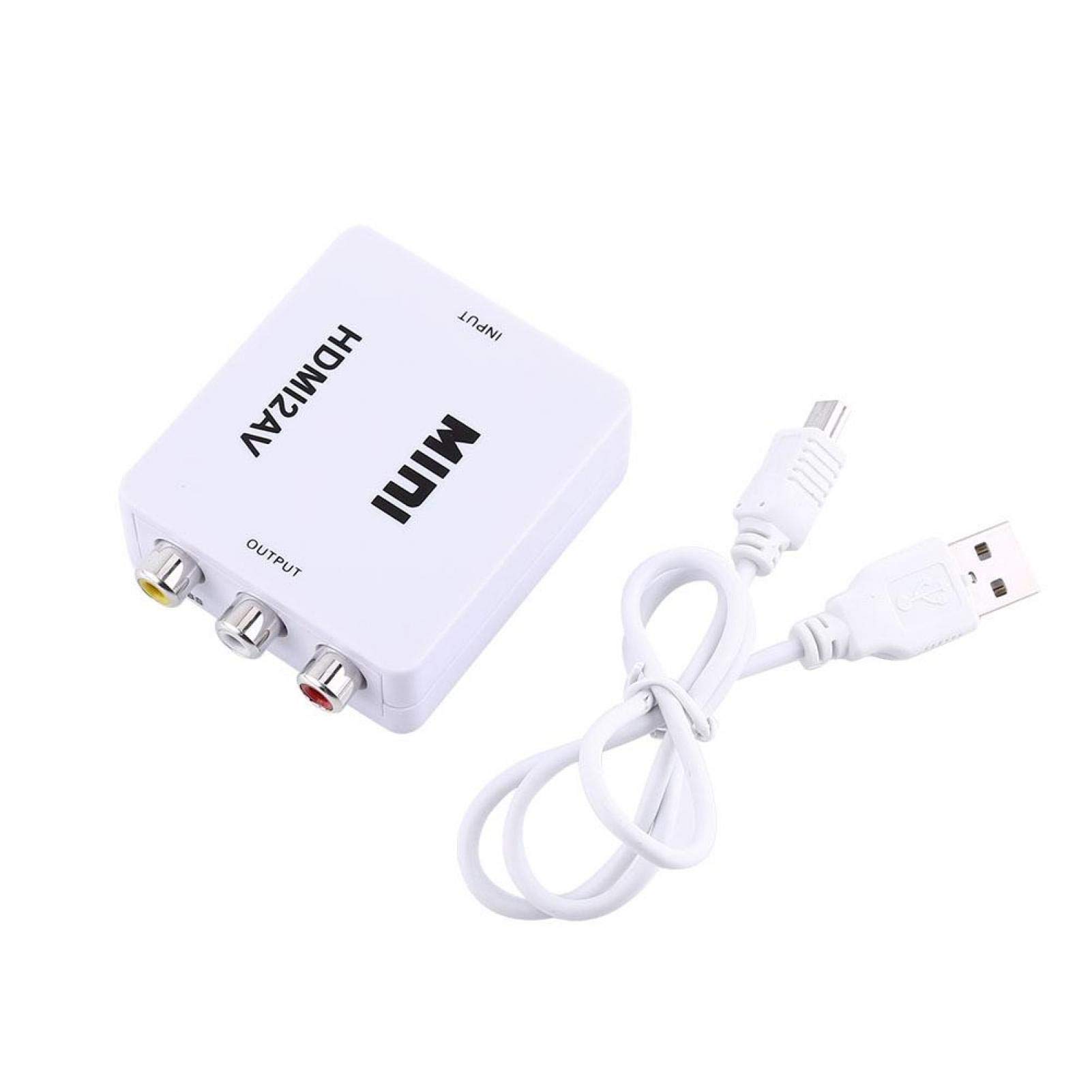 HDMI to RCA Converter, HD 1080p Digital HDMI to RCA Composite Video Audio AV CVBS Adapter Converter with USB Charging Cable for TV, VHS VCR, DVD Recorder(white)
