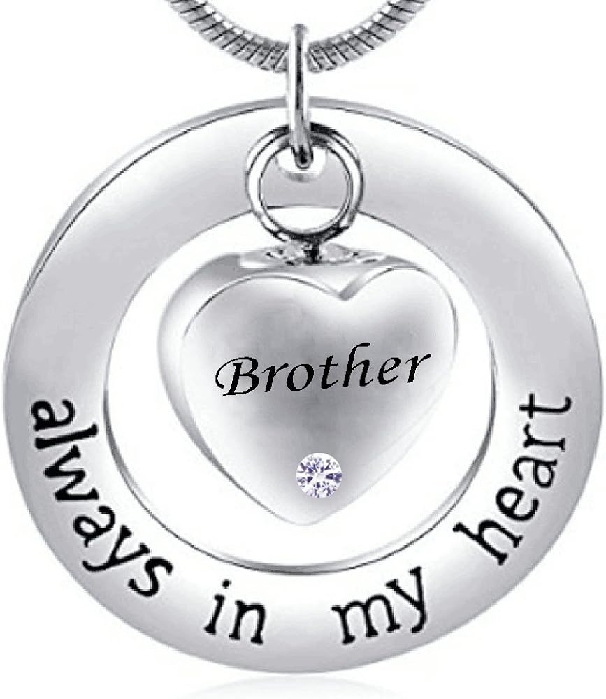 misyou Birthstone Brother Always in My Heart Ashes Urn Necklace