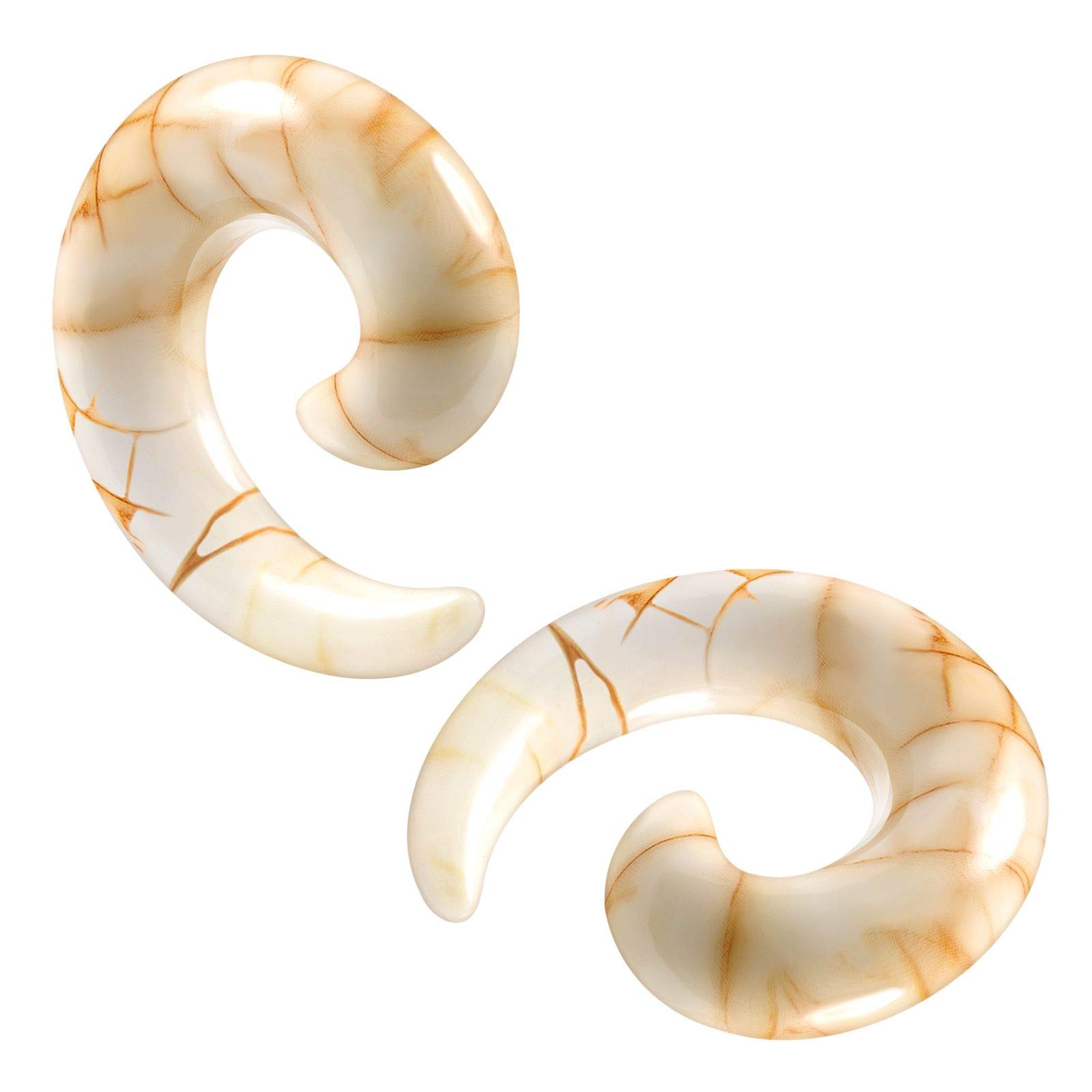 BanaVega 2PCS Acrylic 00g 10mm Flesh Marble Colorful Spiral Ear Taper Earring Piercing Stretching Gauge Piercing Jewellery 5363