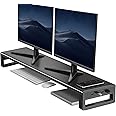 Vaydeer Dual Monitor Stand Computer Riser with USB 3.0 Hub Ports, Double Metal Stand for 2 Computer, TV, PC, Printer, Multi Media Speaker, Multifunctional Desktop Organizer