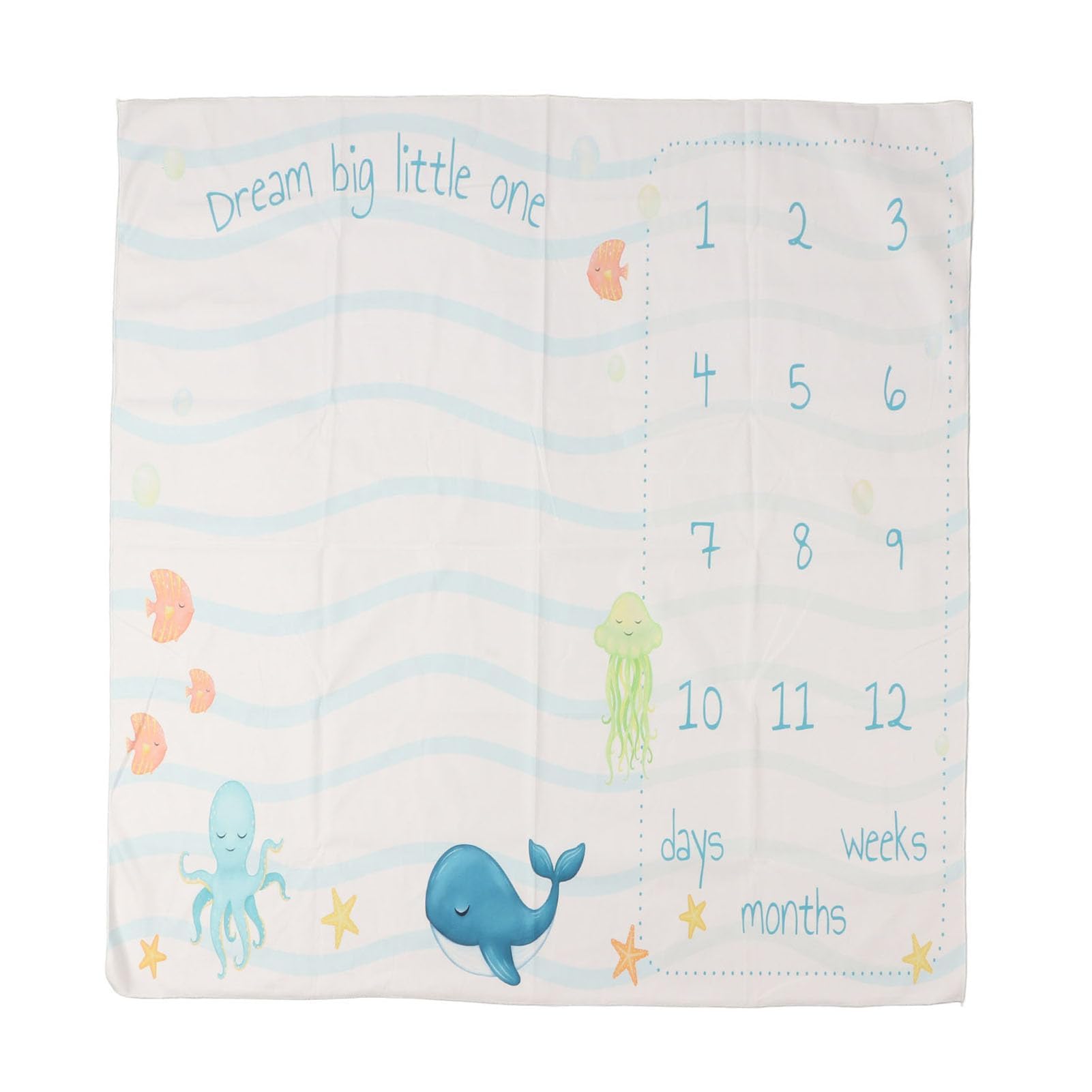 Age Mat, Baby Milestone Blanket Monthly Photo Mat Monthly Fleece Blanket Large Animal Printed Growth Soft Comfortable Blankets for Newborn Boy Girl Gift