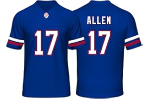 IKIIO Custom Mens/Youth Football Stitched T-Shirt for Sports Fan Blue/White No Brand/Logos