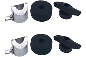 TUOREN 2 Sets Drum Cymbal Clamp Set Holder Adapter Compatible with CY Series CY-8 CY-12 CY-13 CYM-10 Cymbals Accessories Short Style Cymbal Holder Locator