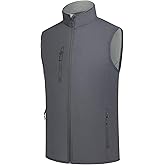 Men's Softshell Vest Fleece-Lined Windproof Sleeveless Jacket for Travel Hiking Fishing Running Golf