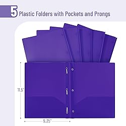 Mr. Pen- Plastic Folders with Pockets and Prongs, 5