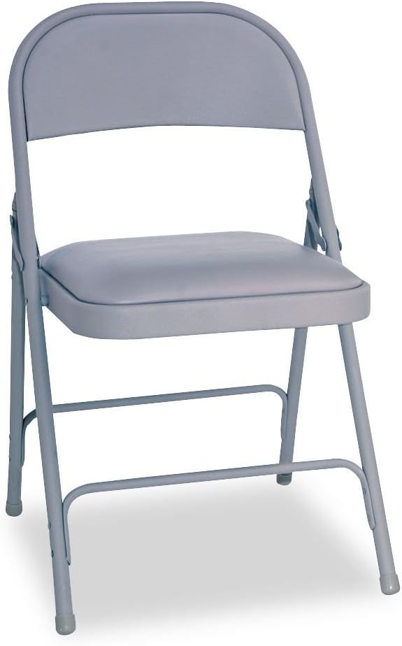 Alera Steel Folding Chair w/Padded Seat, Gray, 4 Pack