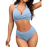 AI'MAGE Womens Tummy Control Bathing Suits High Waisted Bikini Sets Two Piece Bathing Suits