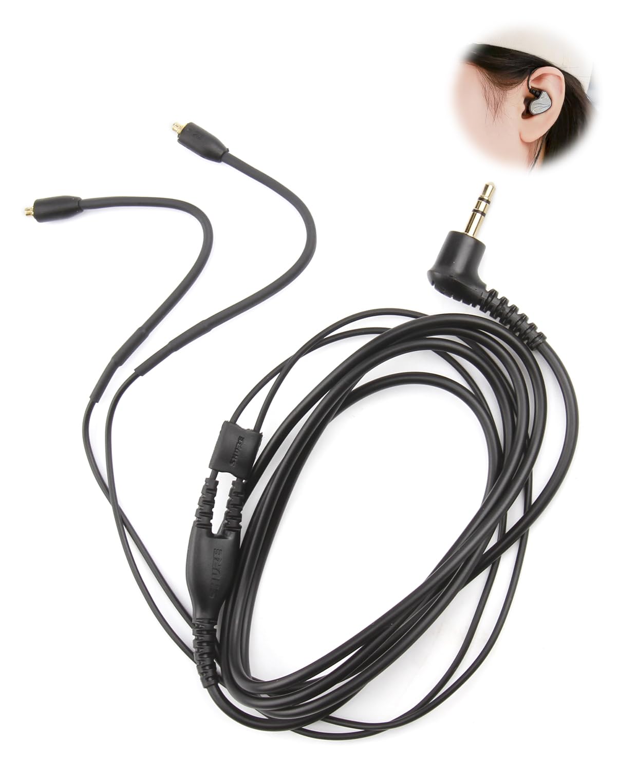 Photo 1 of Earphone Replacement Cable 64-Inch Detachable Earphone Cable for Shure SE215 SE315 SE425 SE535 and SE846 (EAC64BK, Black)