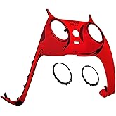 eXtremeRate Chrome Red Glossy Decorative Trim Shell Compatible with p s 5 Controller, DIY Replacement Clip Shell, Custom Plates Cover Compatible with p s 5 Controller with Accent Rings